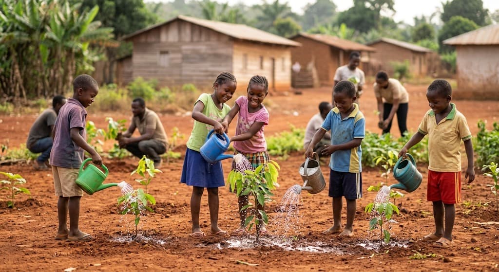 Membres et bénévoles d'ADEBES au Cameroun